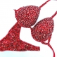 Red Blossom IFBB Stock -Sujetador C-D (Copa con aro), Braguita S ( Estilo Ruso, Corte trasero estilo Brasilero).